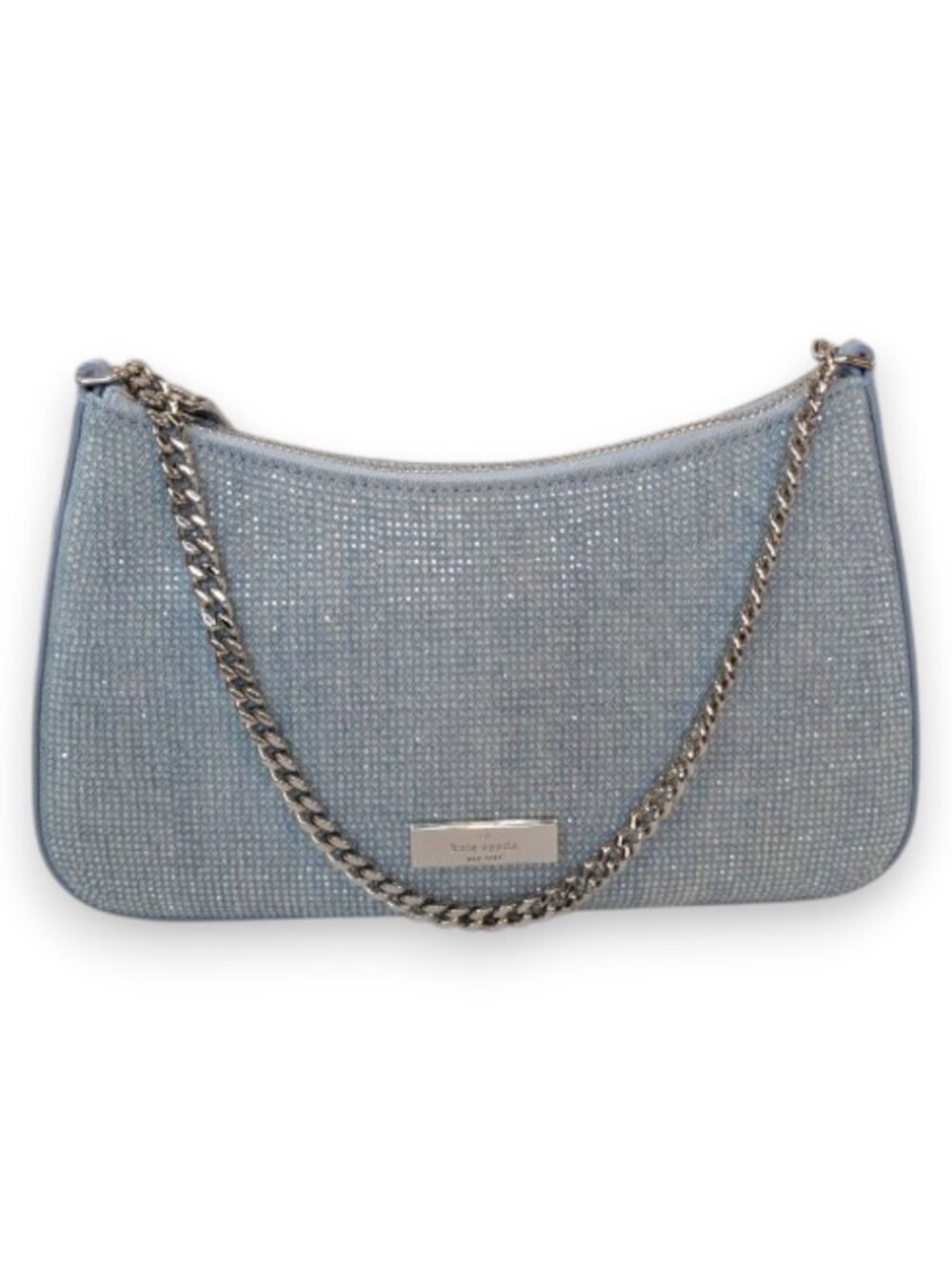 Kate Spade Madison Denim Rhinestone Studded Convertible Crossbody Light Blue